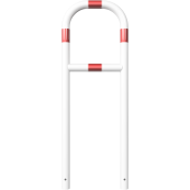 Protective bar made of steel tubing |  60 x 2.5 mm | with crossbar | total width: 500 mm | total height: 1400 mm | hot-dip galvanized and white coatedwith red reflecting stripes